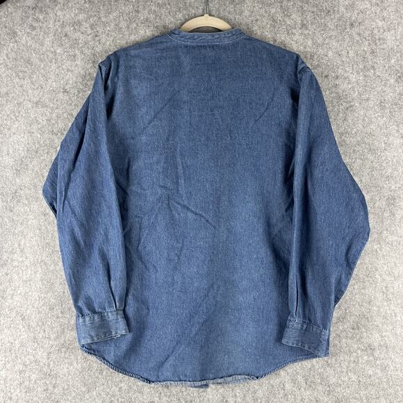 Vintage 90s Eagles Eye Top Womens XL Blue Denim Button Up Hong Kong Cotton90s - Picture 8 of 11